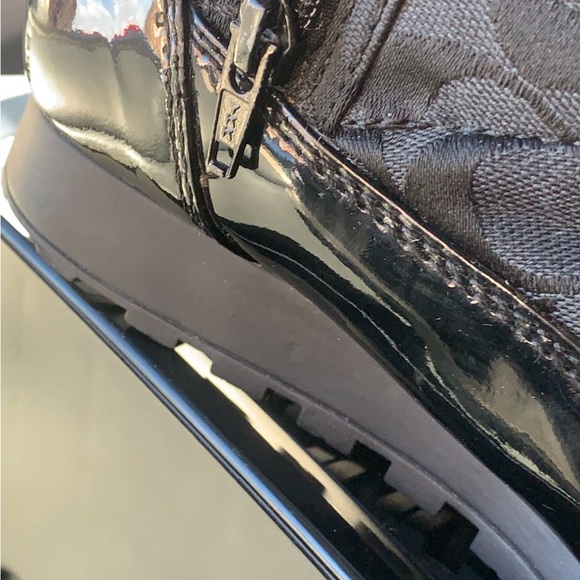 Coach Womens Black Signature Logo Print Joyous Fur Cuff Winter Boots size 7b - Picture 3 of 7